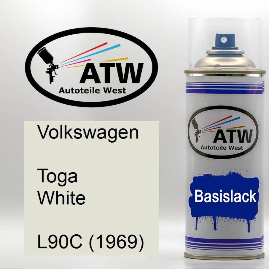 Volkswagen, Toga White, L90C (1969): 400ml Sprühdose, von ATW Autoteile West.